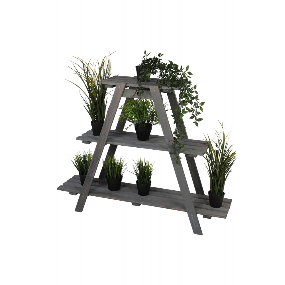 Drewniany Kwietnik 79x101x26 cm – RP/  3- poziomowy/ Szary