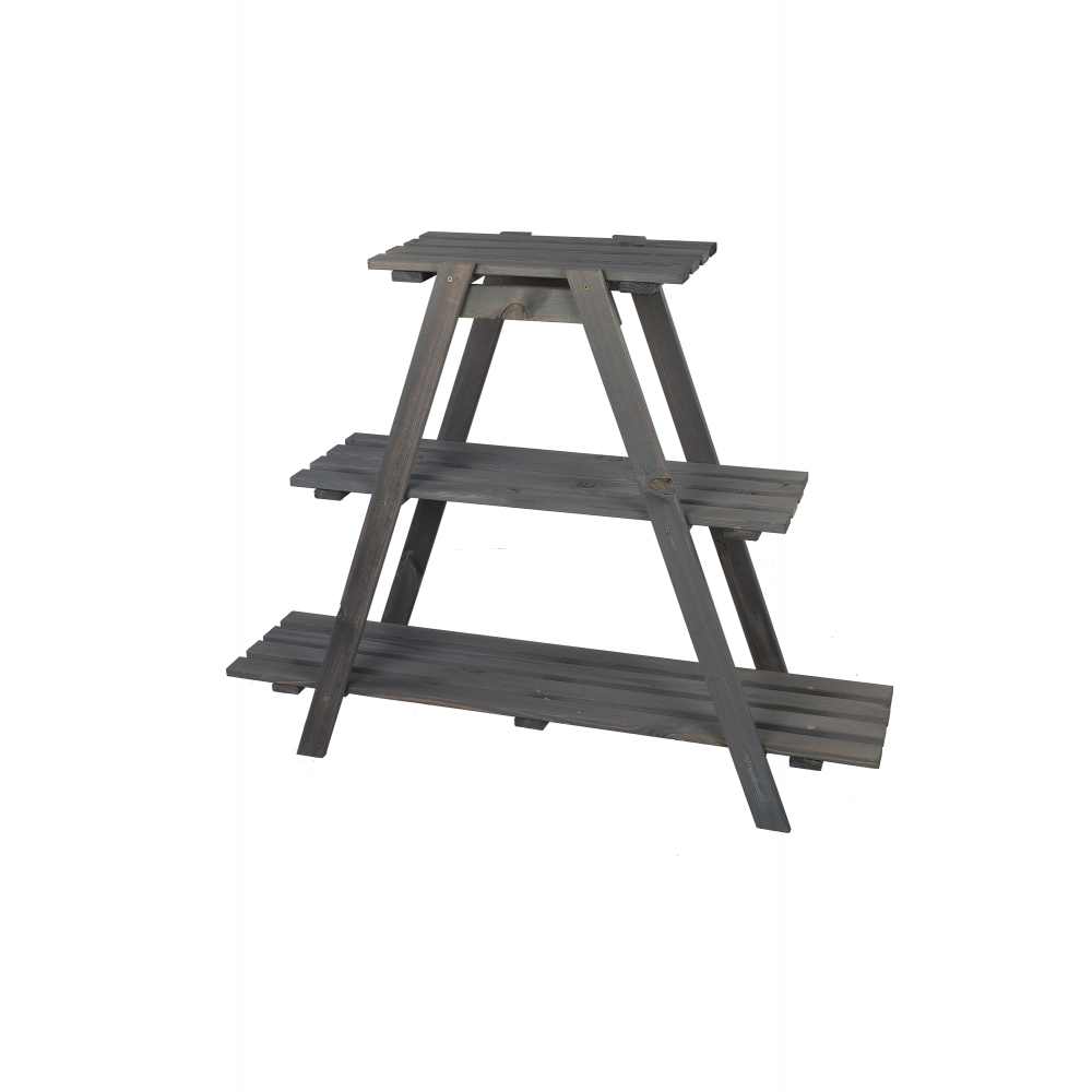 Drewniany Kwietnik 79x101x26 cm – RP/  3- poziomowy/ Szary