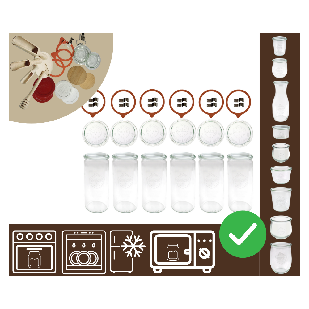 Słoiki WECK 6szt/ szkl. wieko,gumka, bl słoik 1040ml 1l CYLINDER