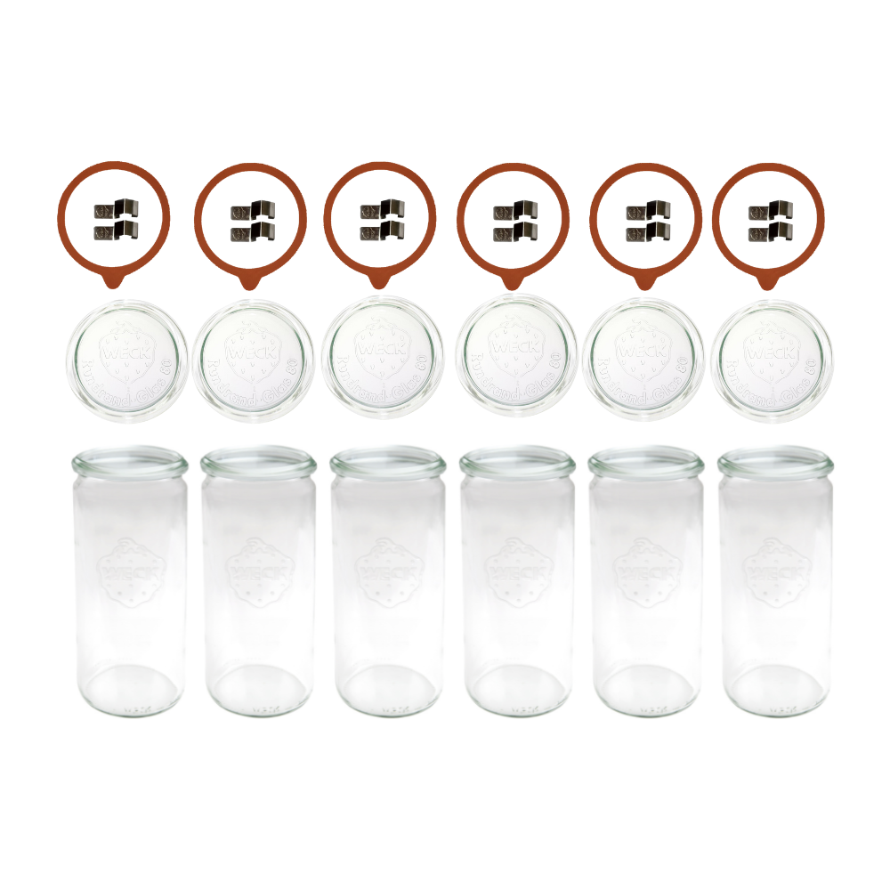 Słoiki WECK 6szt/ szkl. wieko,gumka, bl słoik 1040ml 1l CYLINDER