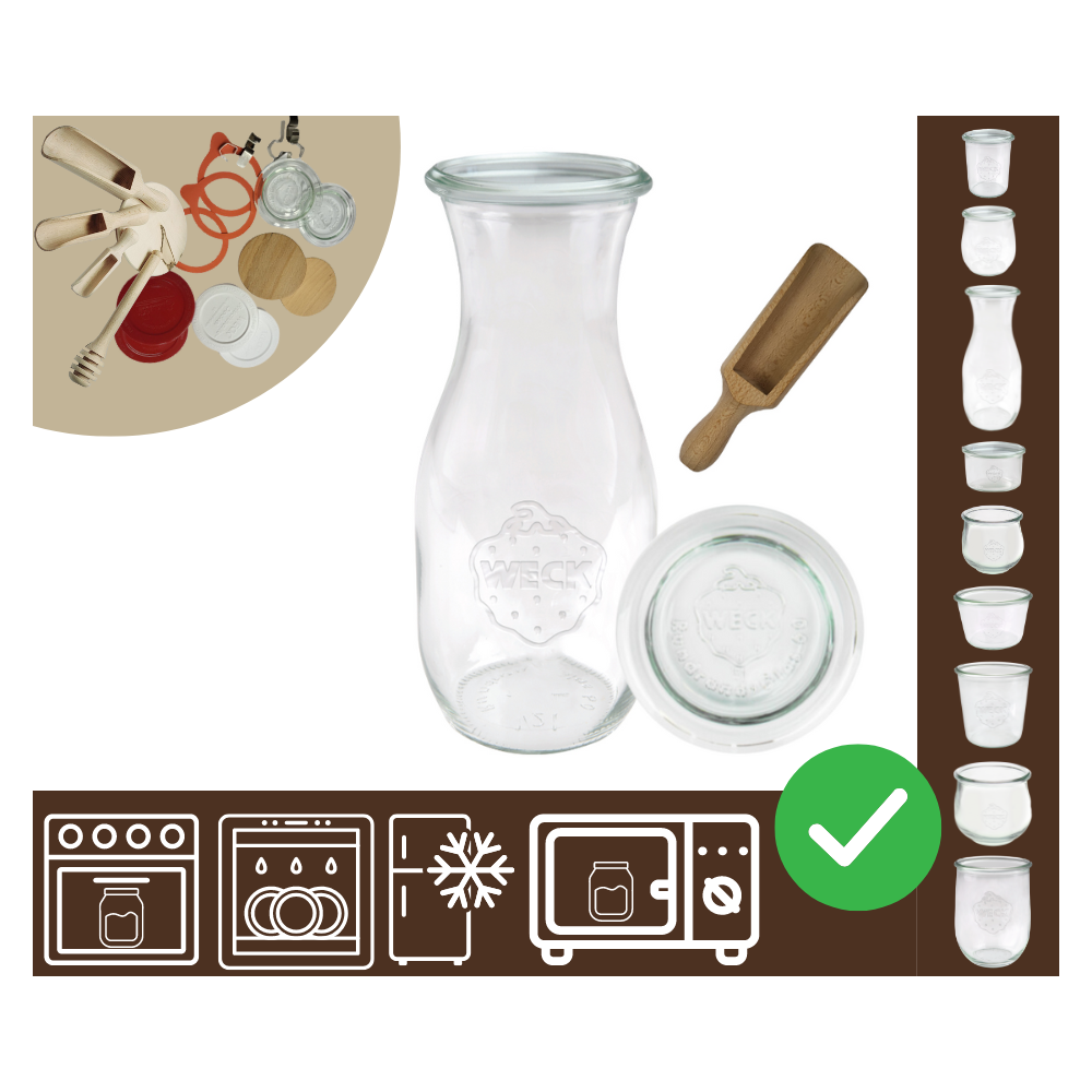 Słoiki WECK / szklane wieko, miarka KARAFKA 1l 1062ml BUTELKA