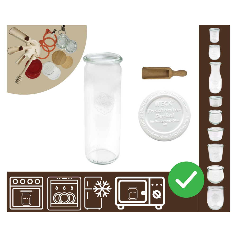 Słoiki WECK / plastikowe wieko, miarka słoik 600ml CYLINDER