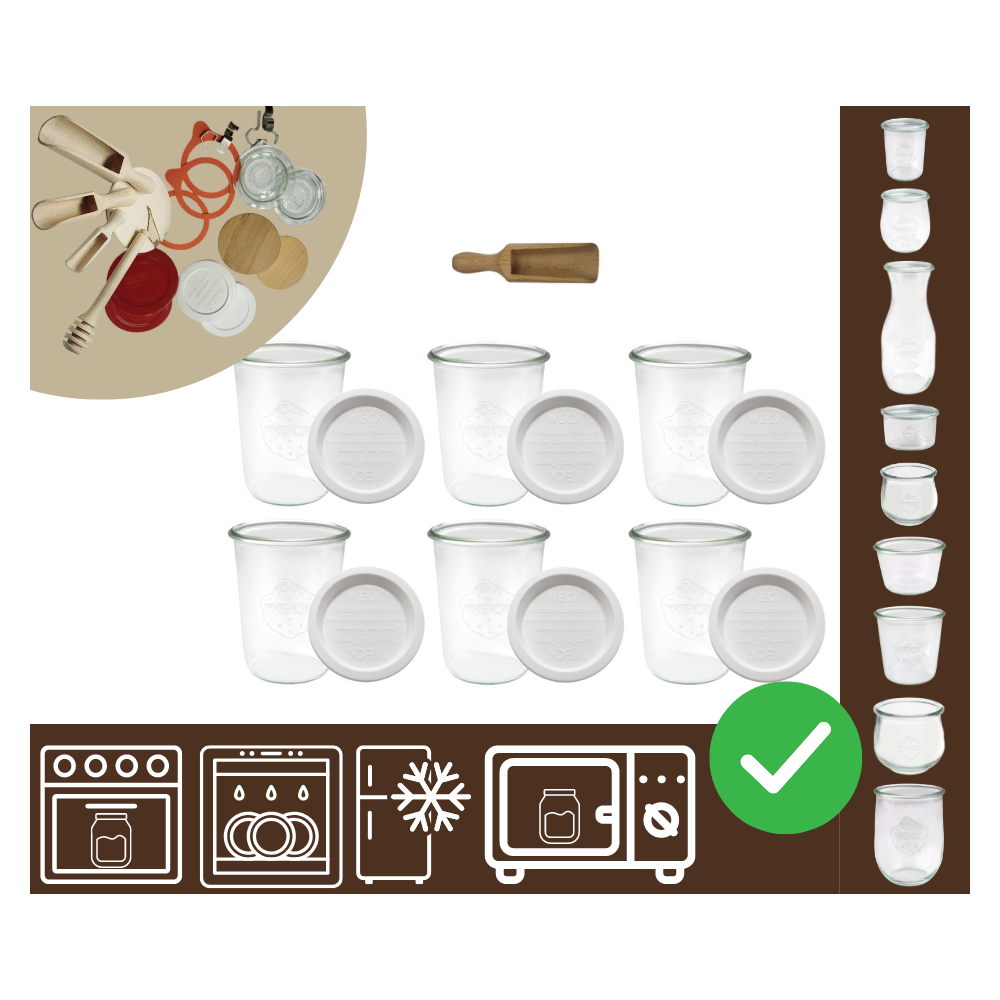 Słoiki WECK 6szt/ plastikowe wieko, miarka słoik 850ml MOLD