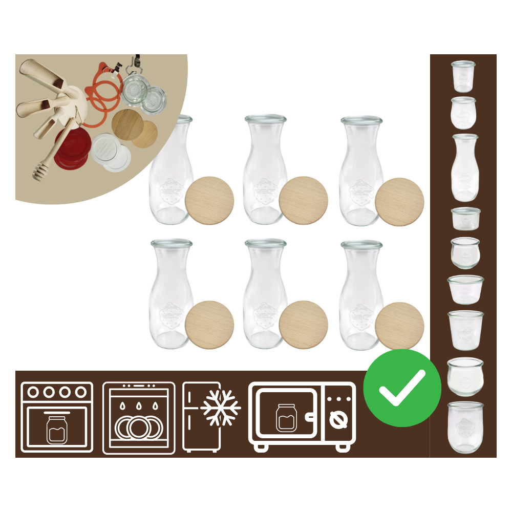 Słoiki WECK 6szt/ drewniane wieko KARAFKA 1l 1062ml BUTELKA