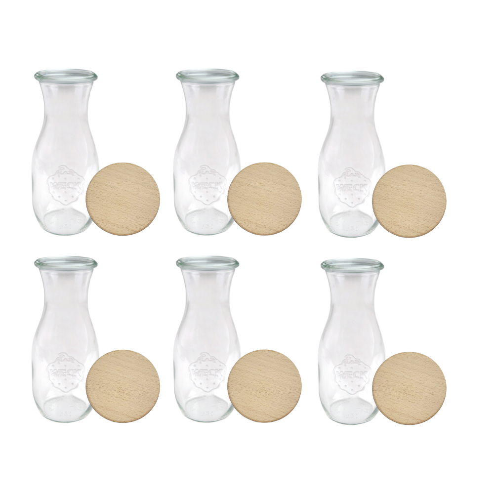Słoiki WECK 6szt/ drewniane wieko KARAFKA 1l 1062ml BUTELKA