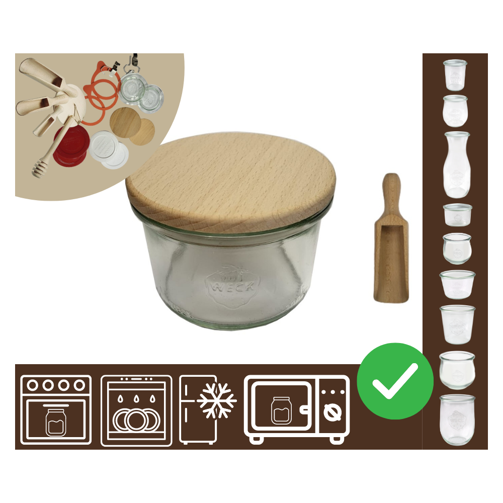 Słoiki WECK / drewniane wieko, miarka słoik 200ml MOLD