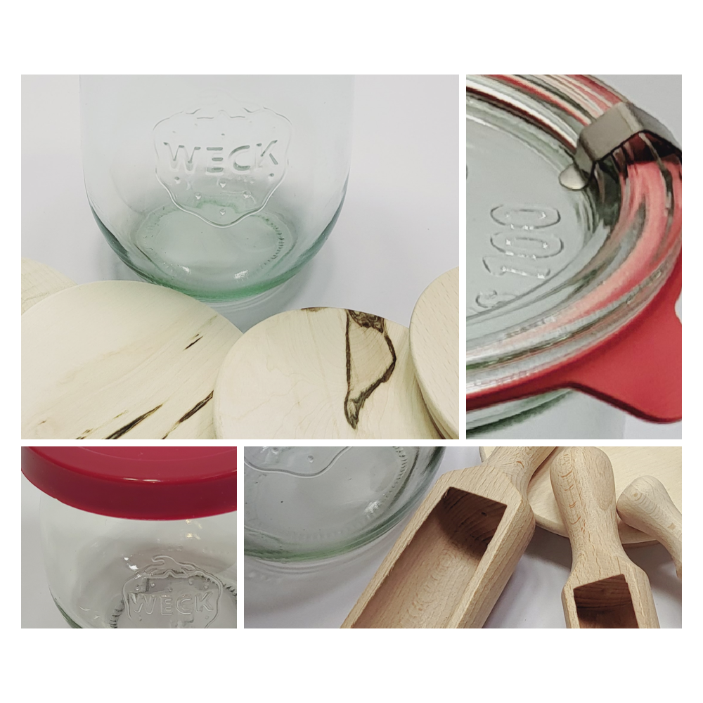 Słoiki WECK 6szt/ drewniane wieko, miarka słoik 1050ml 1l MOLD