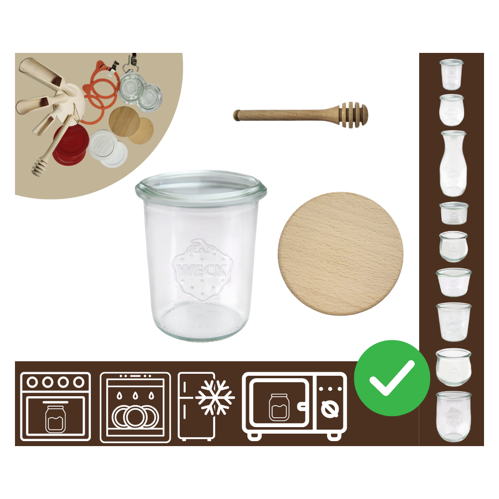Słoiki WECK / drewniane wieko, nabierak słoik 160ml MOLD