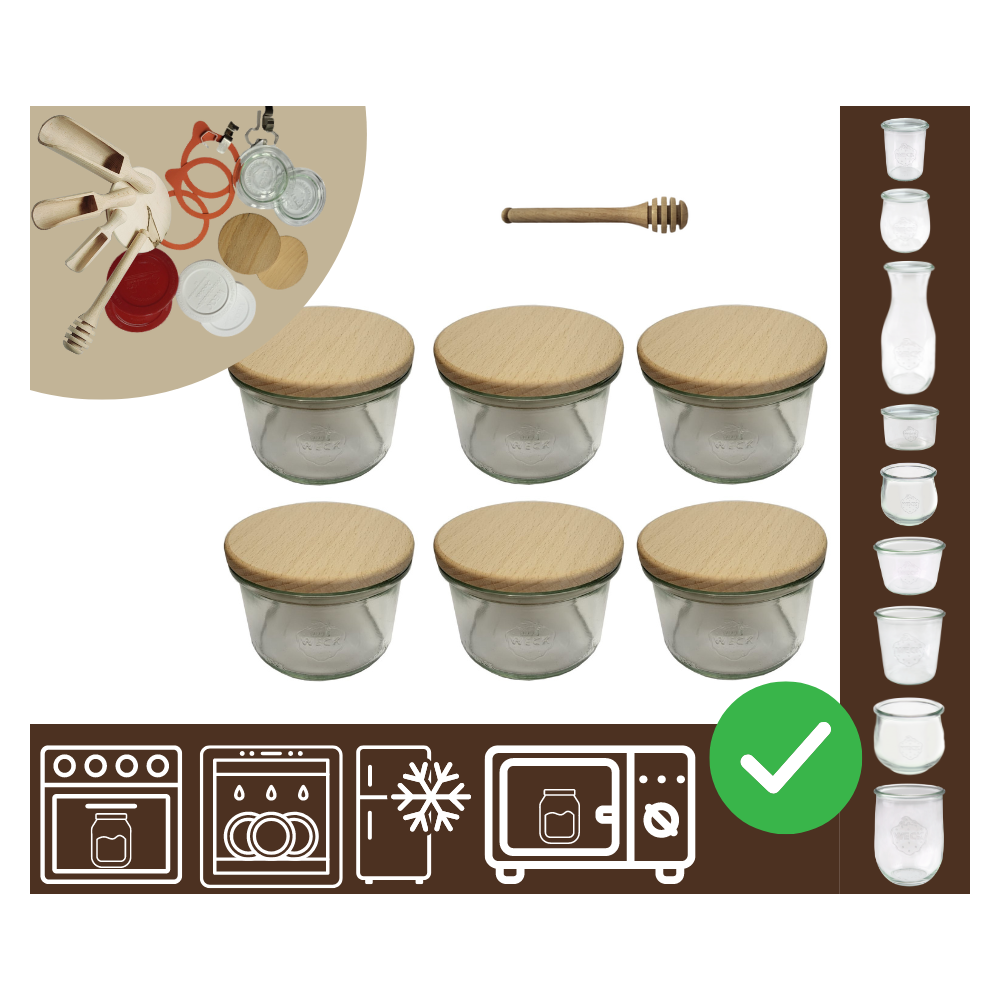 Słoiki WECK 6szt / drewniane wieko, nabierak słoik 200ml MOLD