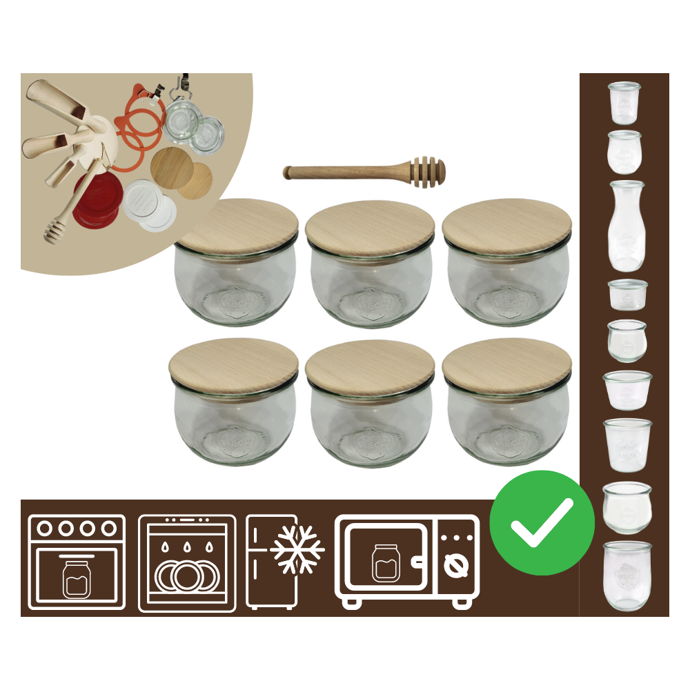 Słoiki WECK 6szt/ drewniane wieko, nabierak słoik 580ml TULIP