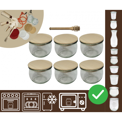 Słoiki WECK 6szt/ drewniane wieko, nabierak słoik 580ml TULIP
