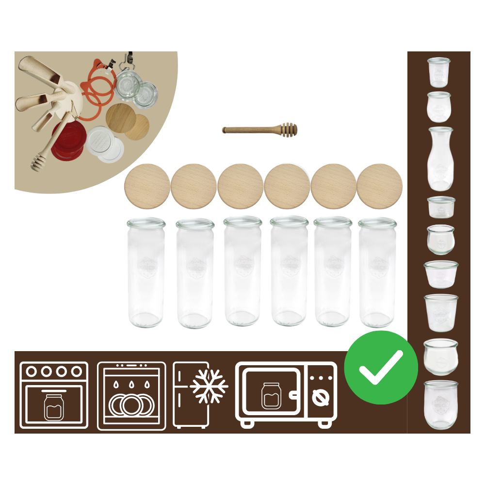 Słoiki WECK 6szt/ drewniane wieko, nabierak słoik 600ml CYLINDER