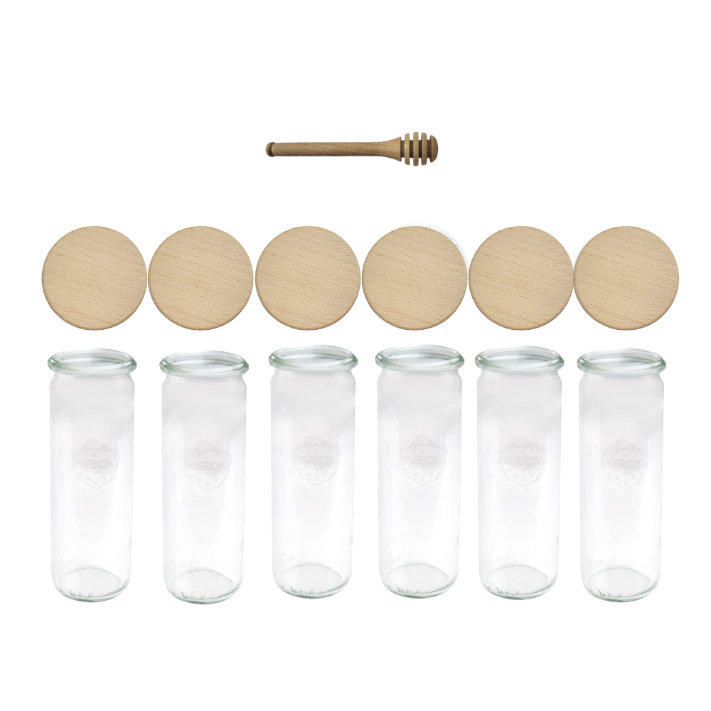 Słoiki WECK 6szt/ drewniane wieko, nabierak słoik 600ml CYLINDER