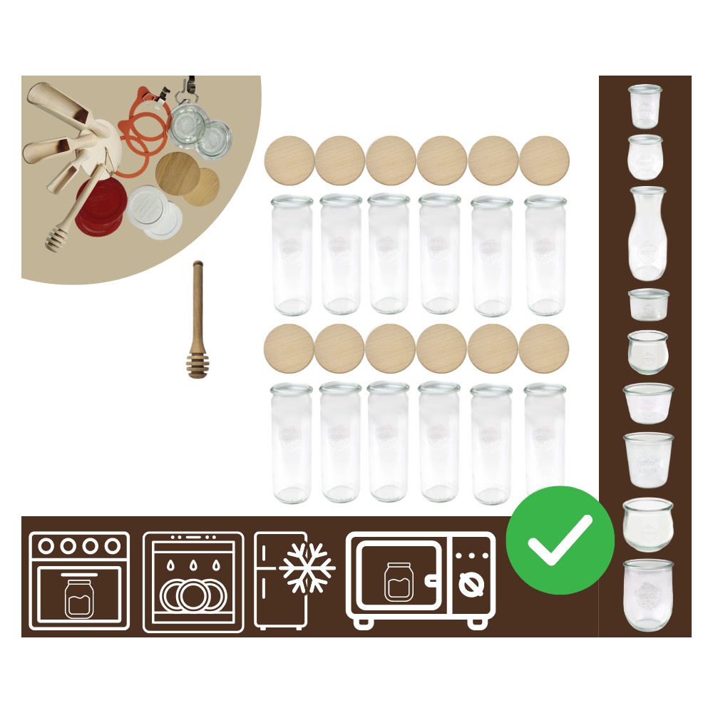 Słoiki WECK 12szt/ drewniane wieko, nabierak słoik 600ml CYLINDER