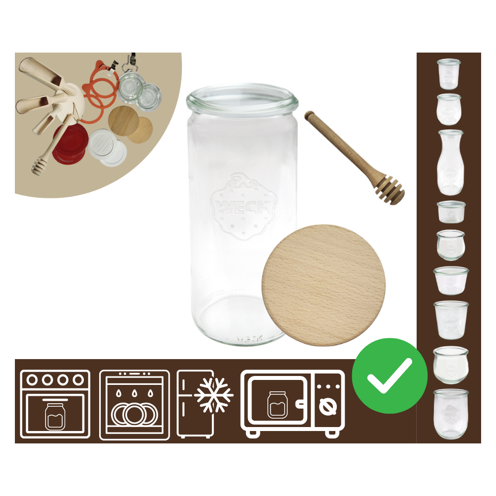 Słoiki WECK / drewniane wieko, nabierak słoik 1040ml 1l CYLINDER