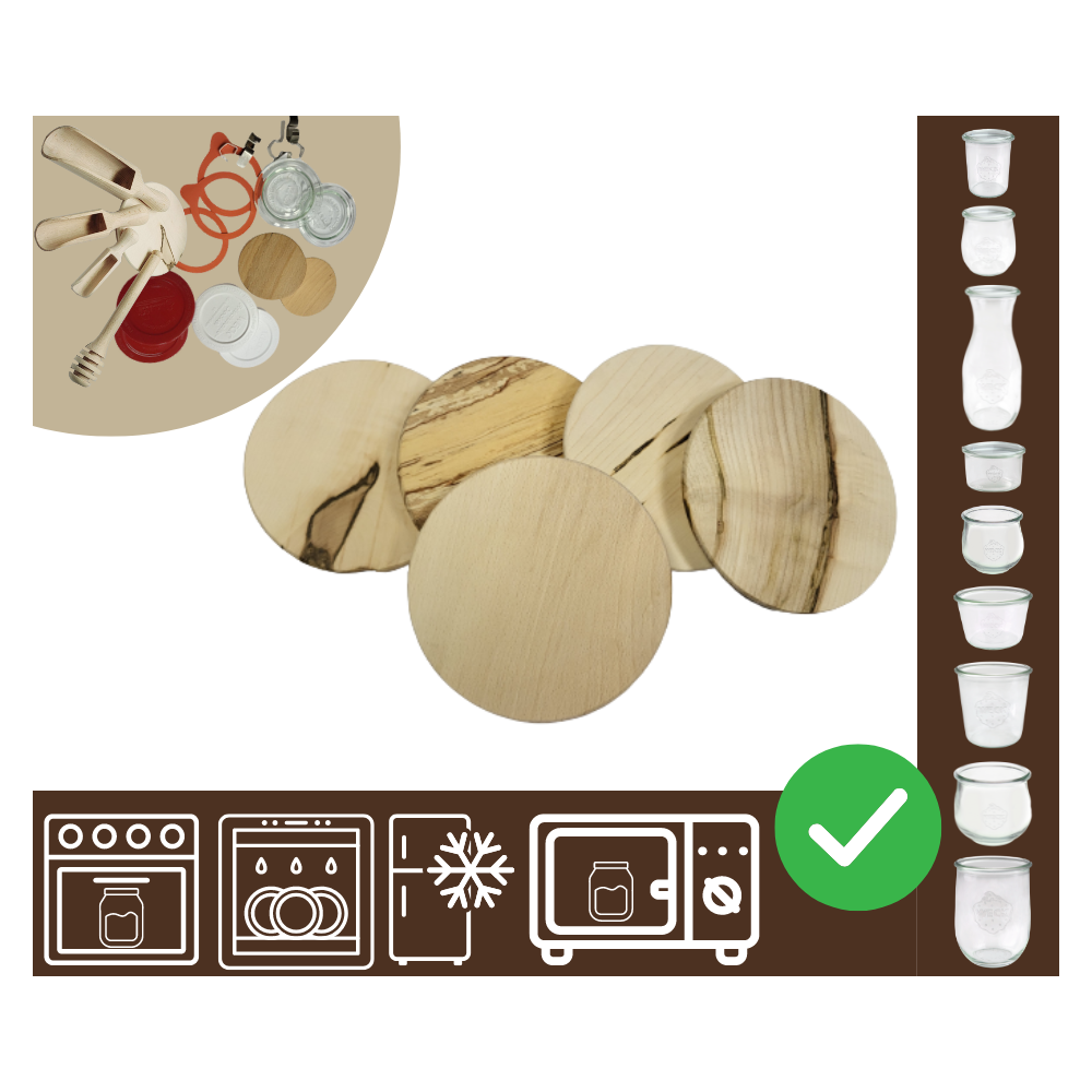 Słoiki WECK 5 szt / drewniane wieko 60mm do SŁOIK WECK