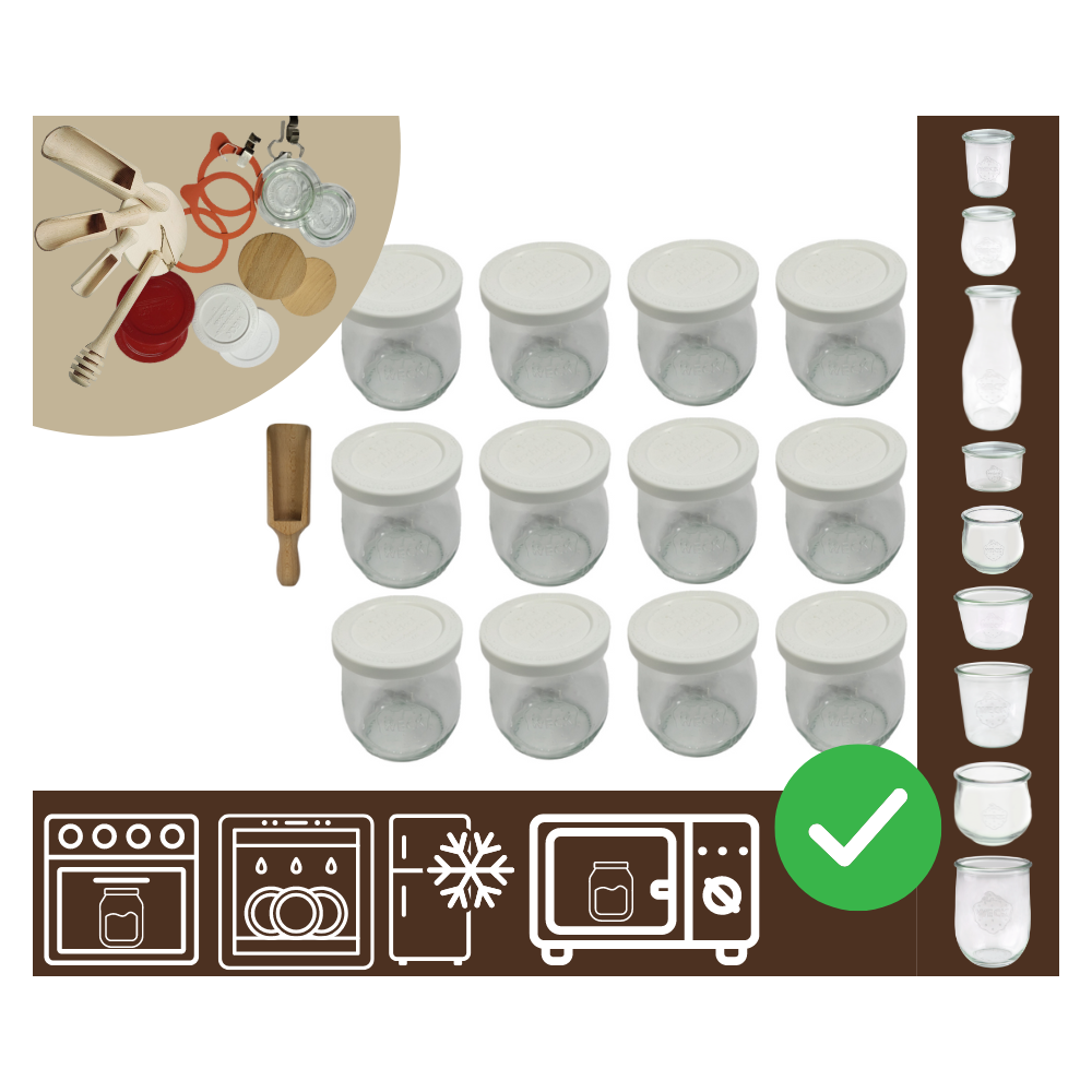 Słoiki WECK 12szt/ plastikowe wieko, miarka słoik 220ml TULIP