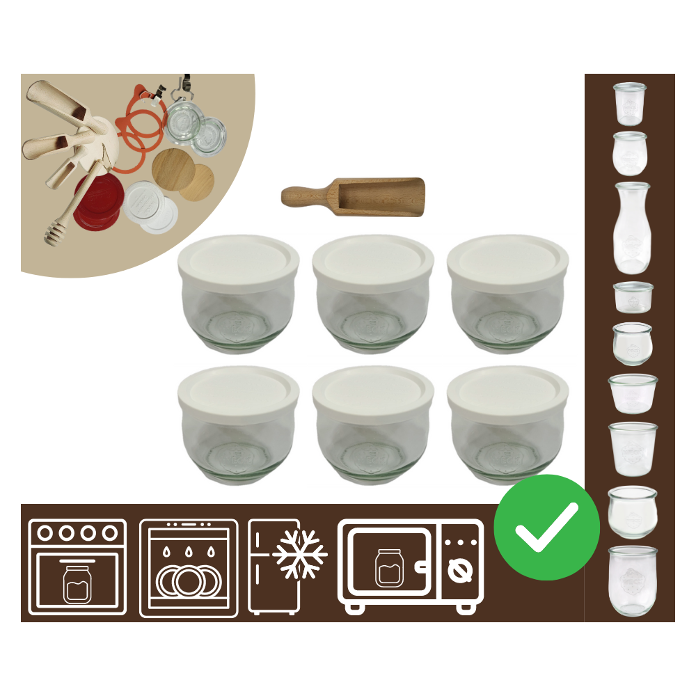 Słoiki WECK 6szt/ plastikowe wieko, miarka słoik 370ml TULIP