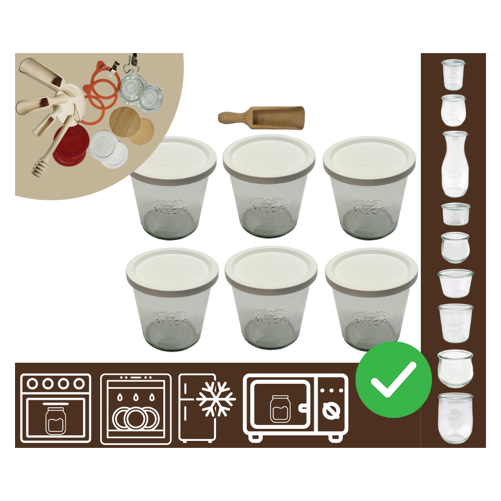 Słoiki WECK 6szt/ plastikowe wieko, miarka słoik 580ml MOLD