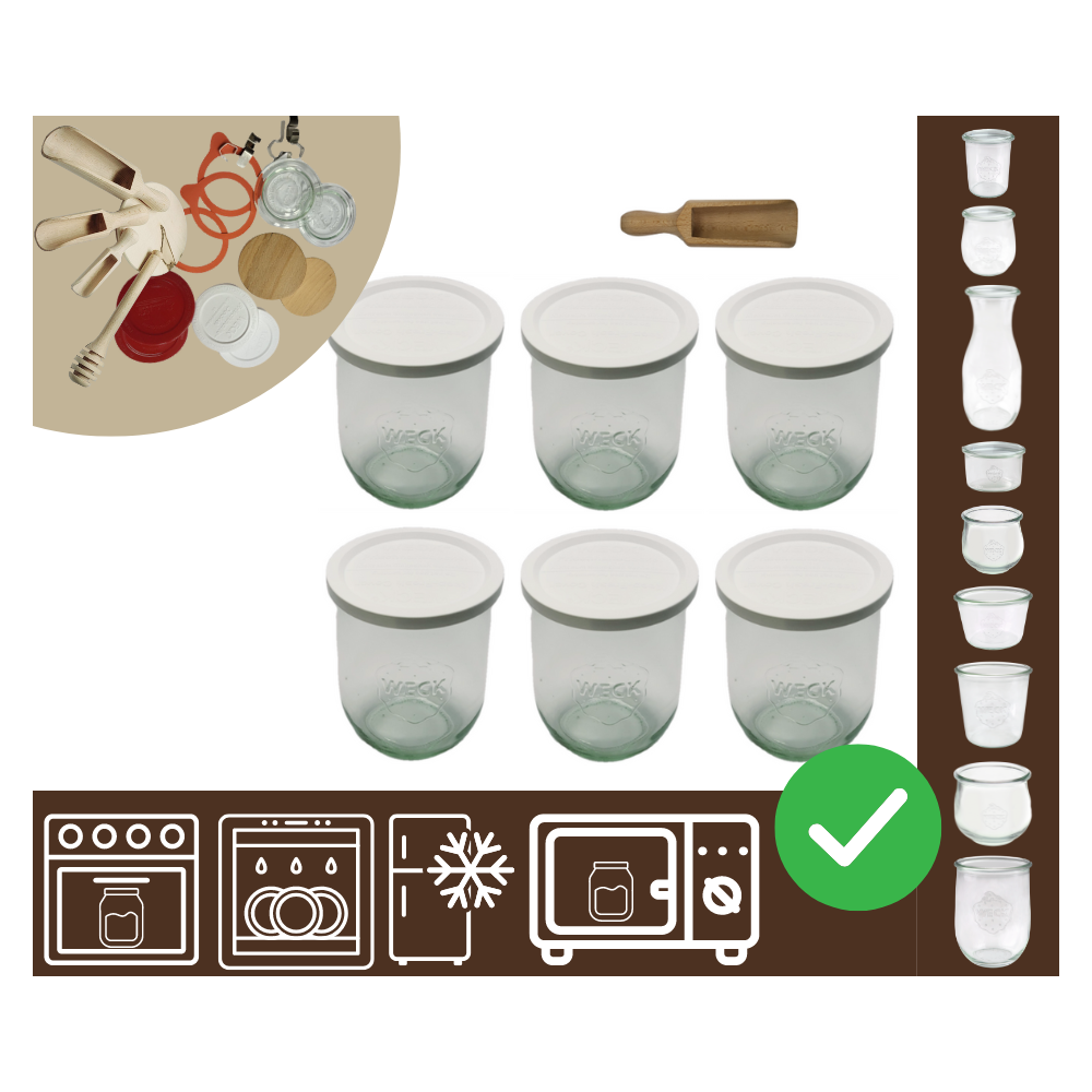 Słoiki WECK 6szt/ plastikowe wieko, miarka słoik 1l 1062ml TULIP