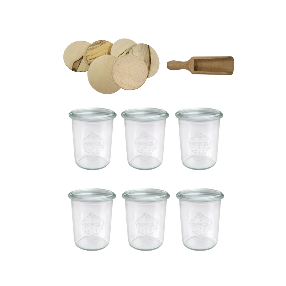 Słoiki WECK x6 / drewniane wieko, miarka słoik 160ml MOLD
