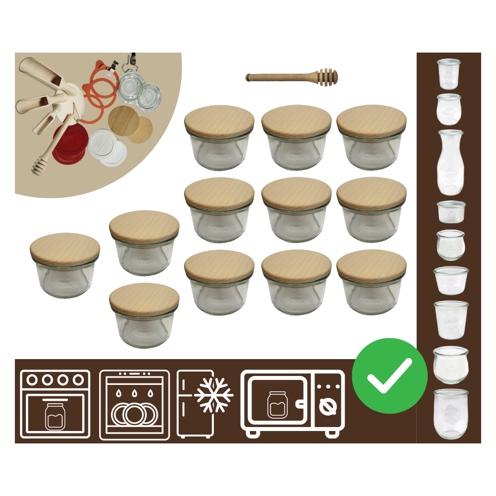 Słoiki WECK 12szt / drewniane wieko, nabierak słoik 200ml MOLD