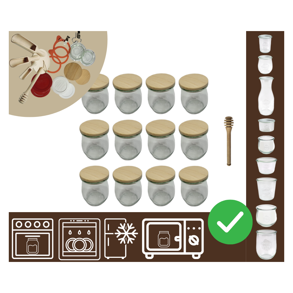 Słoiki WECK 12szt/ drewniane wieko, nabierak słoik 220ml TULIP