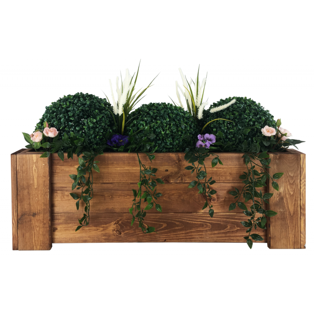 Drewniana skrzynia balkonowa RDF /szer. 80cm/ Brązowa