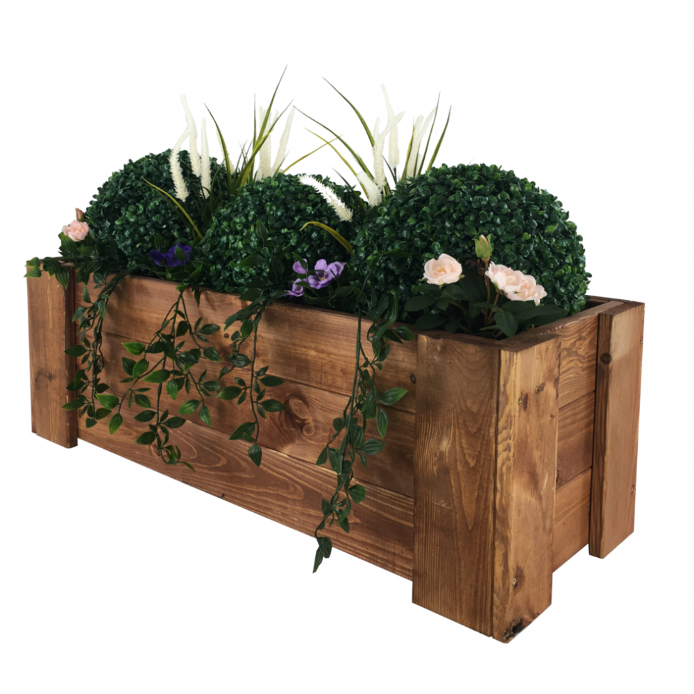 Drewniana skrzynia balkonowa RDF /szer. 80cm/ Brązowa
