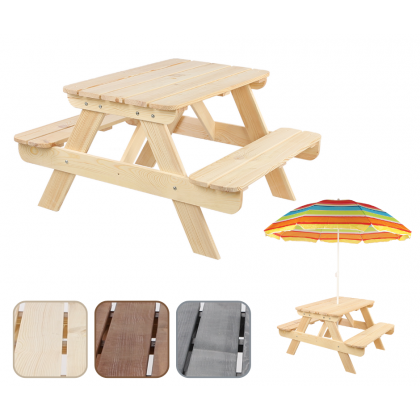 Stół piknikowy z otworem na parasol SPD/110cm - Naturalny