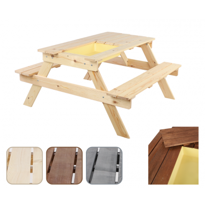 Stół piknikowy z pojemnikiem i pokrywą SPD/110cm - Naturalny