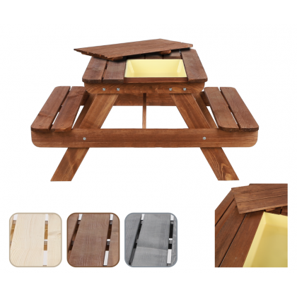 Stół piknikowy z pojemnikiem i pokrywą SPD/110cm - Brązowy