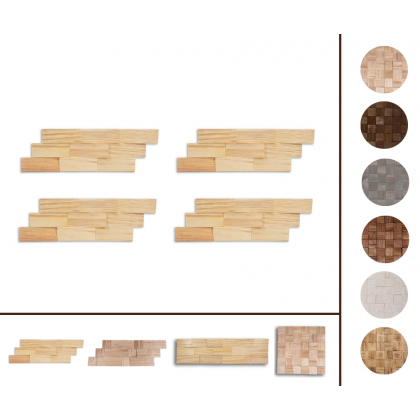 Drewniane panele dekoracyjne na ścianę /4szt/ PSDA – Naturalne