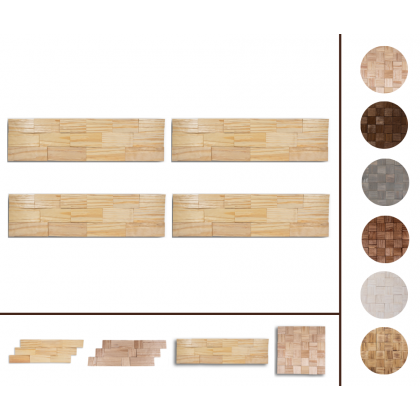 Drewniane panele dekoracyjne na ścianę /4szt/ PSDC – Naturalne