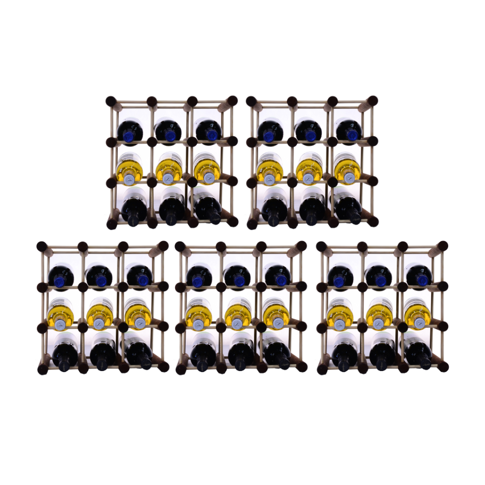 Modułowy stojak na wino x5 /45+12 butelek — RW7 — Brązowa sosna