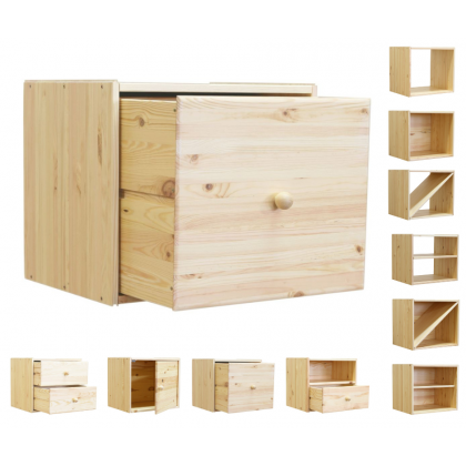 Drewniany regał modułowy /szuflada RSKL – Naturalny