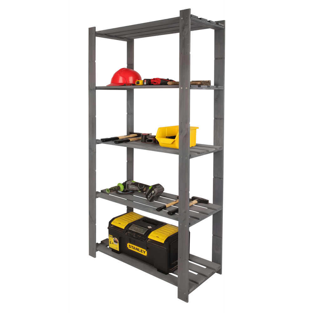 Regał na książki drewniany B24R 170x80x38 5 półek Szary