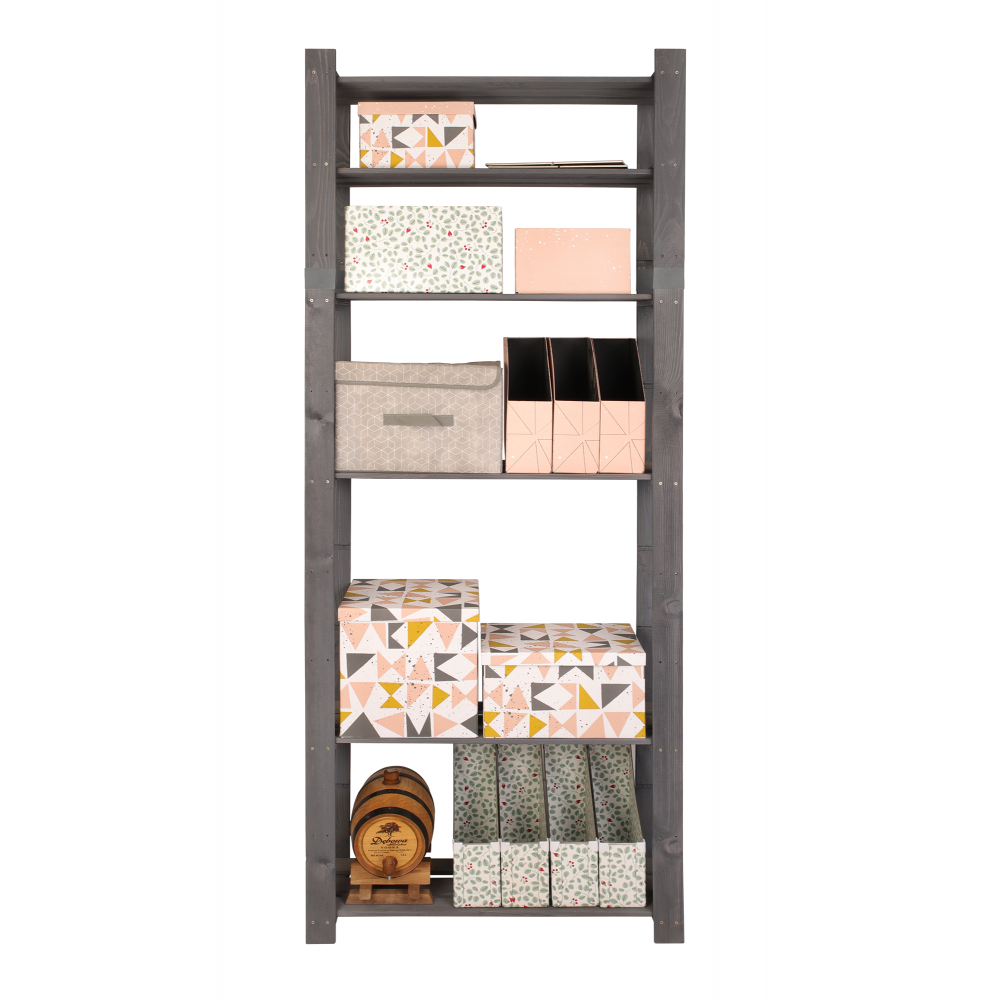 Regał na książki drewniany B27R 200x80x28 6 półek Szary