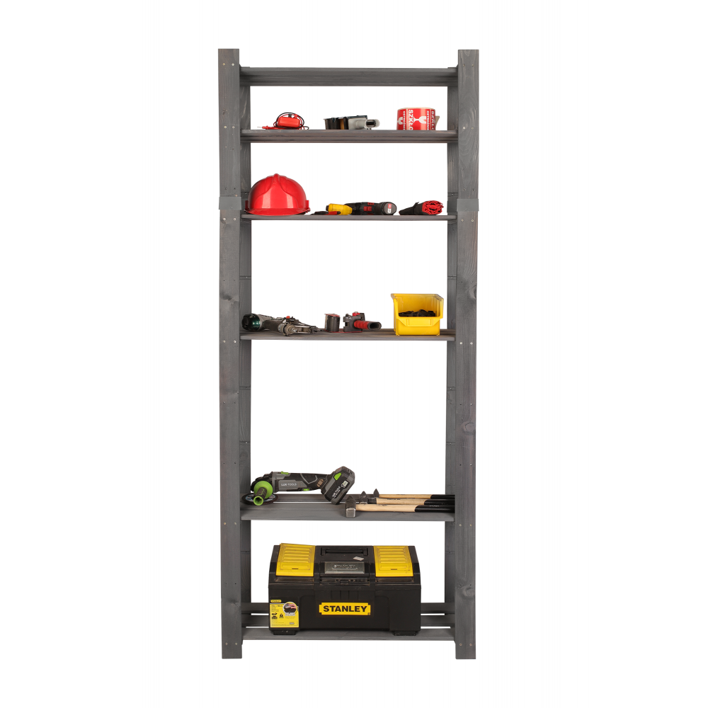 Regał na książki drewniany B27R 200x80x28 6 półek Szary