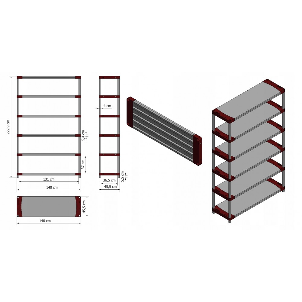 Regał magazynowy plastikowy JUPITER-6_140_SZAR