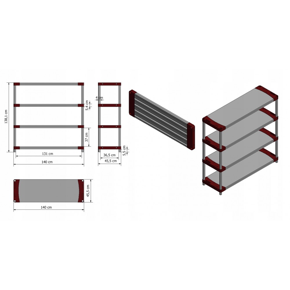 Regał magazynowy garażowy JUPITER-4_140_SZAR