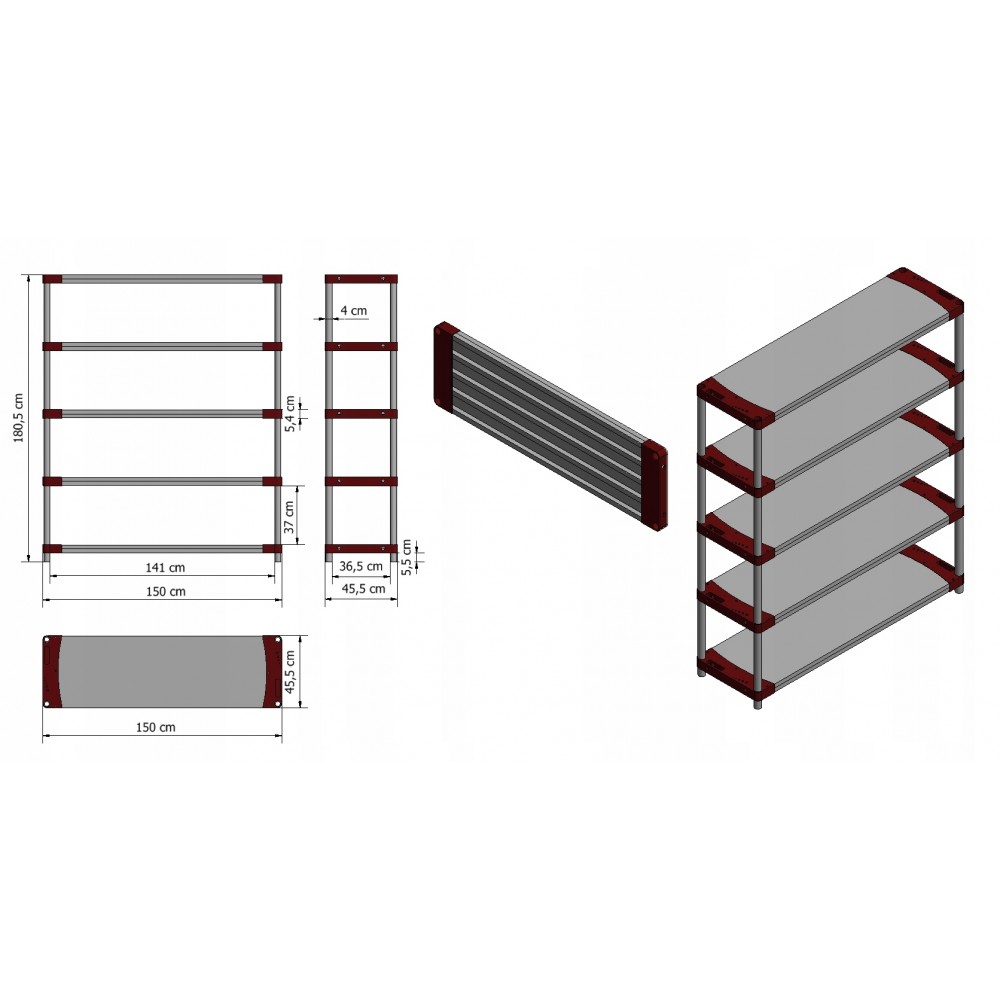 Regał magazynowy plastikowy JUPITER-5_150_ZIEL