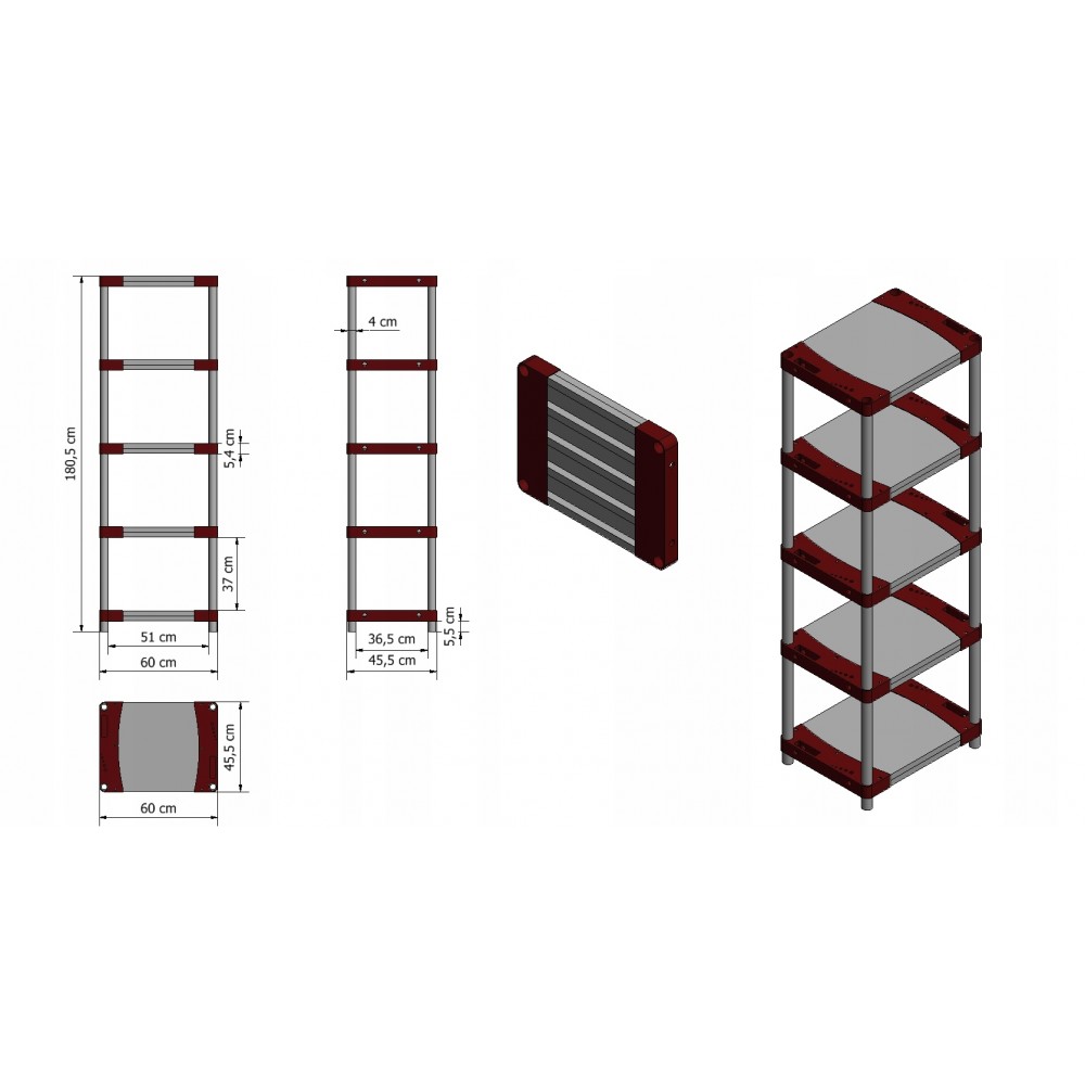 Regał magazynowy plastikowy JUPITER-5_060_ZIEL