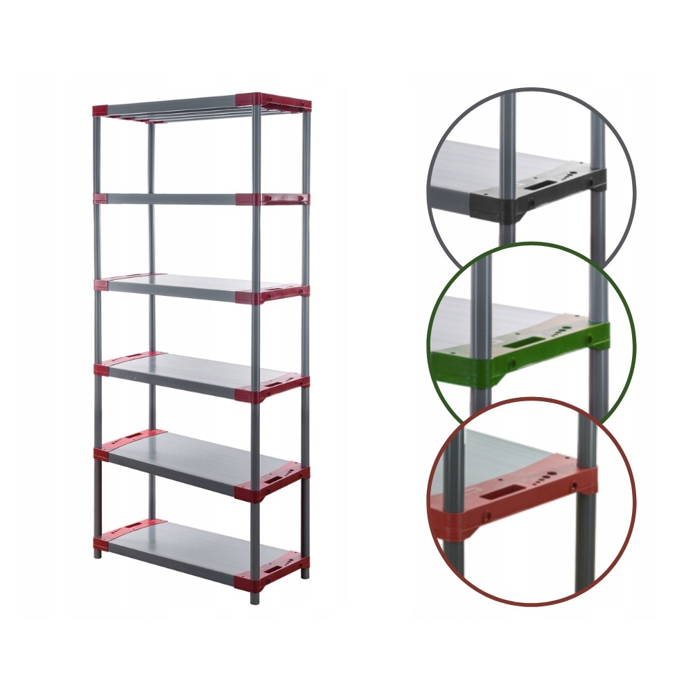 Regał magazynowy plastikowy JUPITER-6_120_CZER
