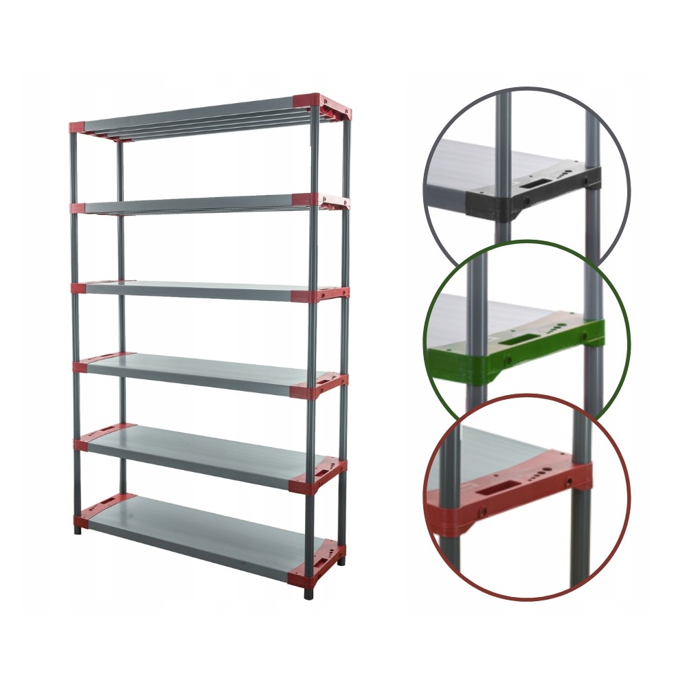 Regał magazynowy plastikowy JUPITER-6_150_CZER