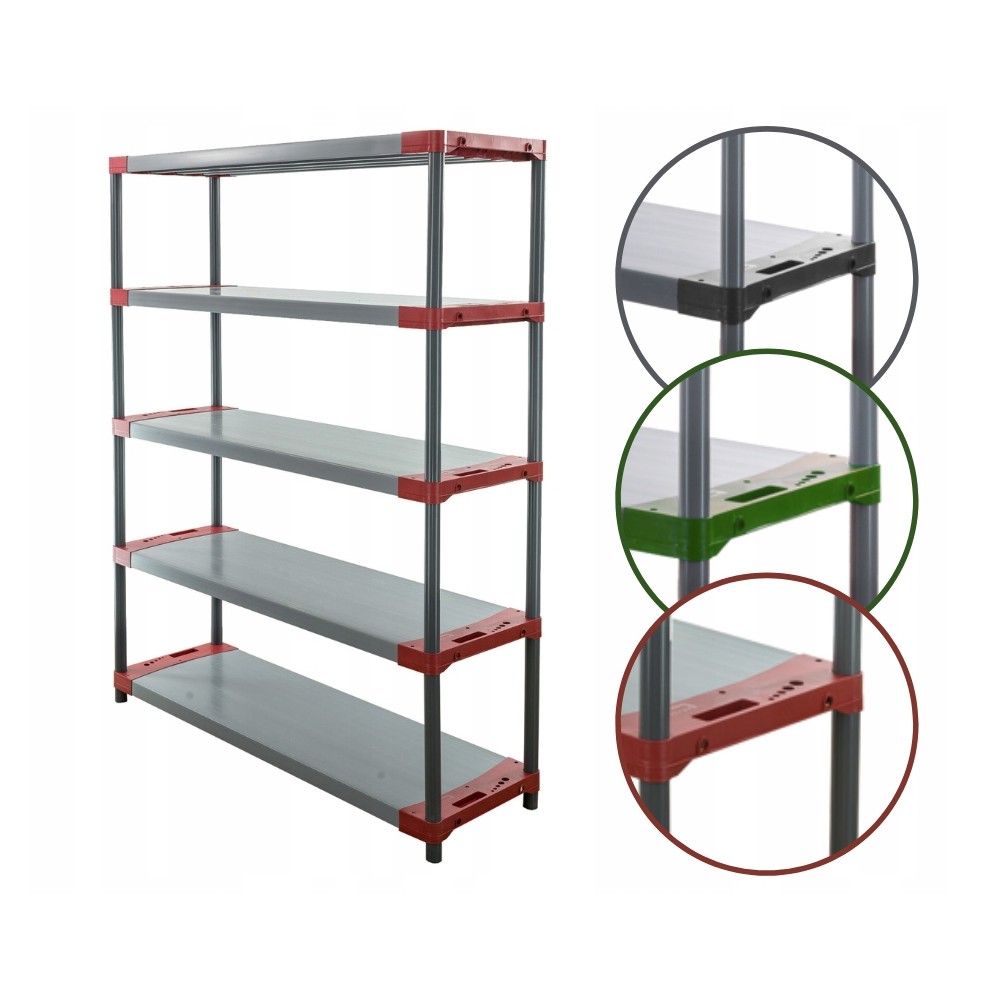 Regał magazynowy plastikowy JUPITER-5_150_CZER