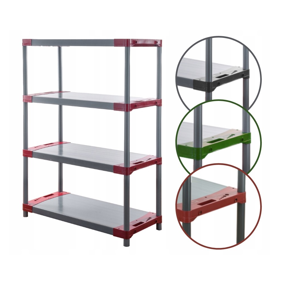 Regał plastikowy garażowy TYTAN-4_100_CZER