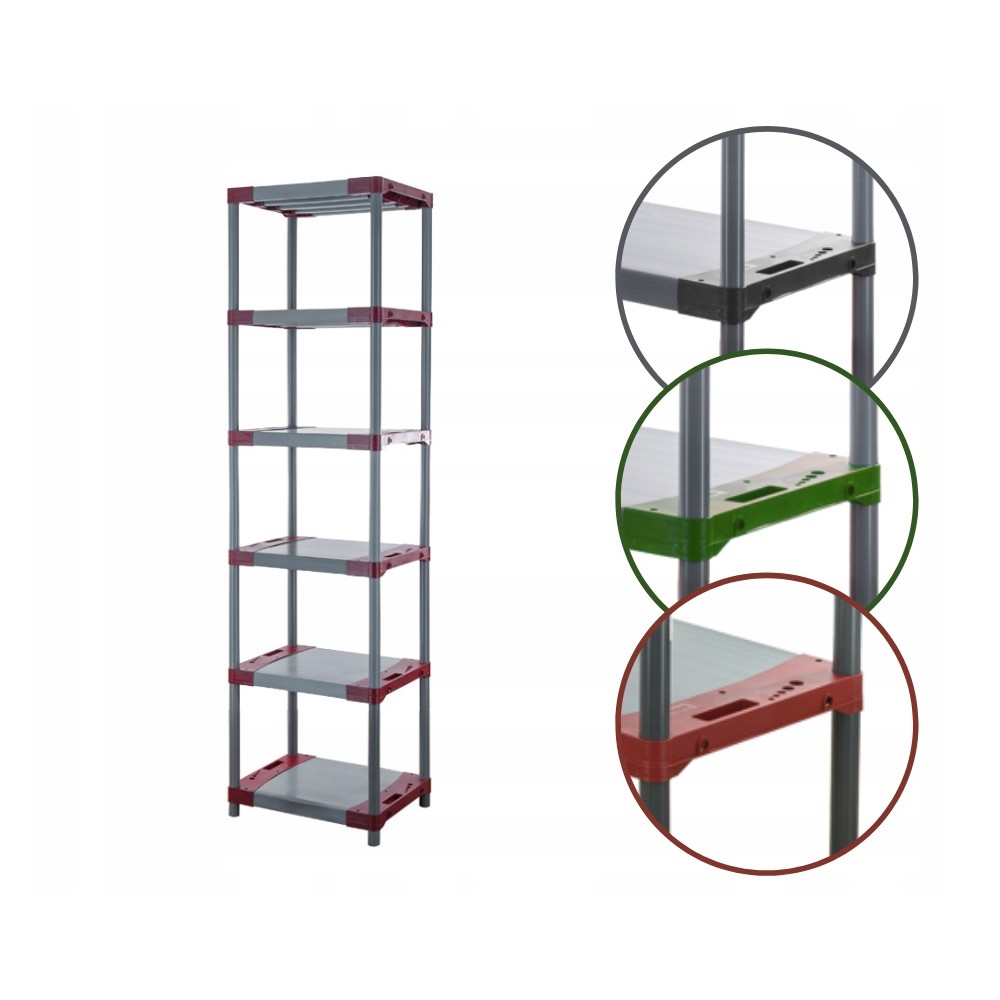 Regał plastikowy do piwnicy TYTAN-6_060_CZER