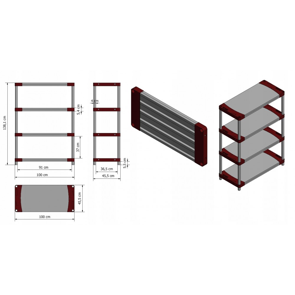 Regał plastikowy garażowy TYTAN-4_100_CZER