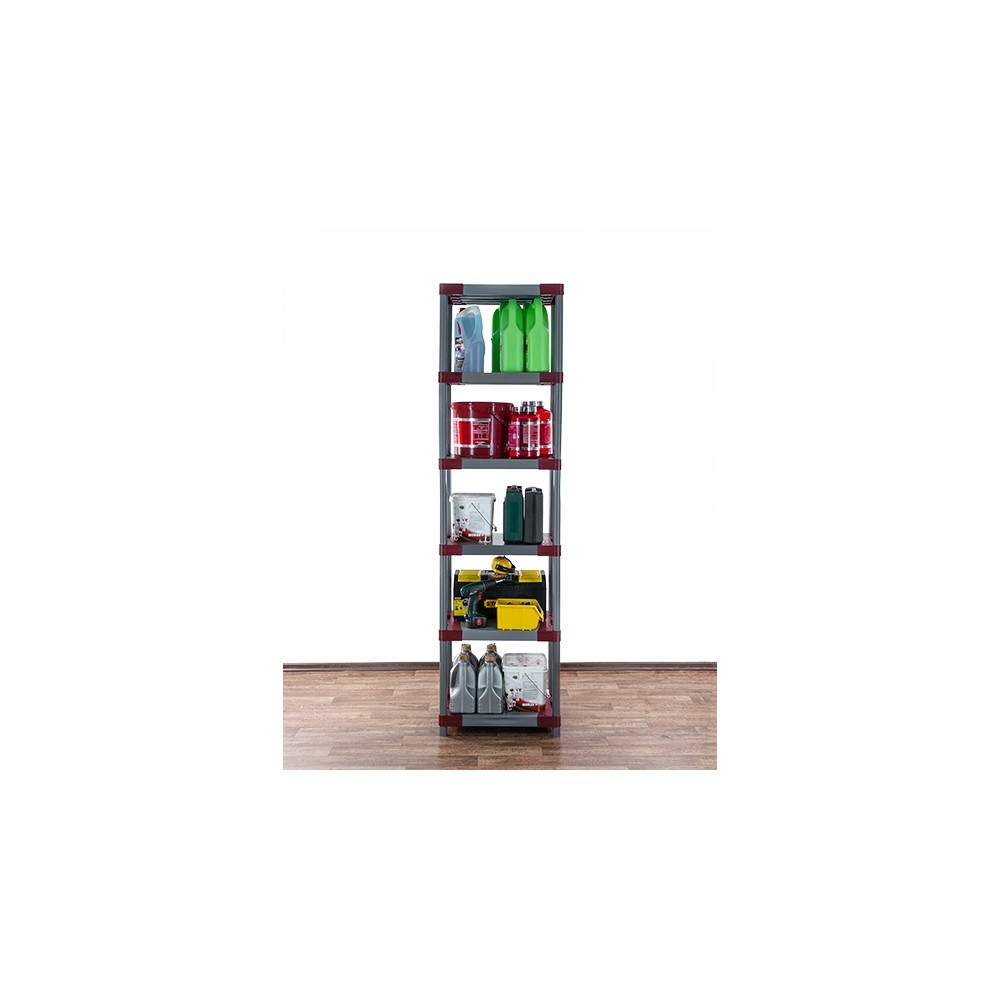 Regał plastikowy do piwnicy TYTAN-6_060_CZER